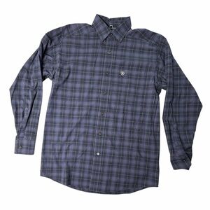 Ariat Pro Series Blue Plaid Stretch Button Down Shirt Mens Long Sleeve Small